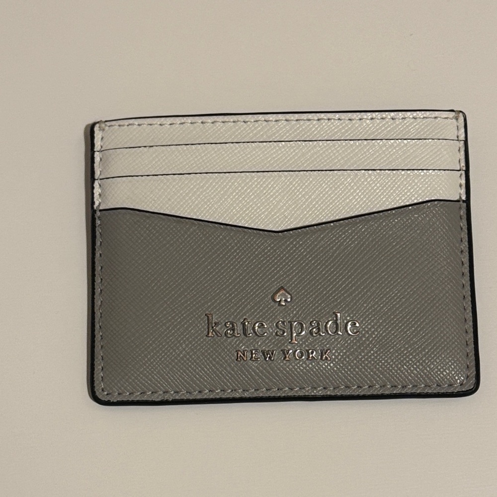 Kate Spade Gray and Cream Card Holder